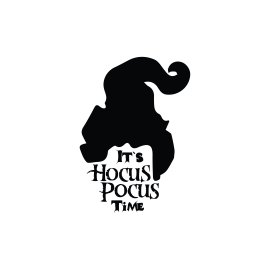 Black silhouette hat and hocus pocus time vector text