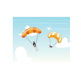 People paragliding and skydiving in the sky