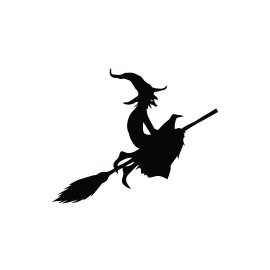 Vector witch silhouette wearing classic hat png