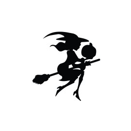 Black beautiful silhouette witch on the broom vector