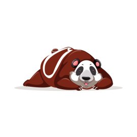 Brown cartoon panda lying free vector png