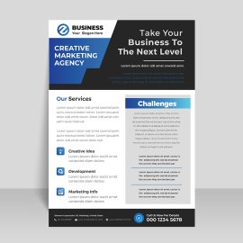 Blue color abstract corporate flyer template free vector