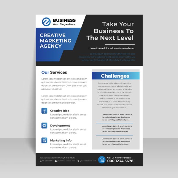 Blue Color Abstract Corporate Flyer Template Free Vector - Freepng