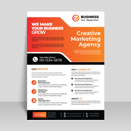 Black orange simple corporate business flyer