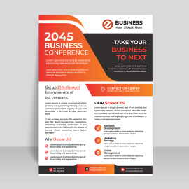 Orange business flyer for marketing strategies