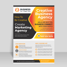 Black orange business flyer template