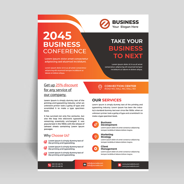 Orange business flyer for marketing strategies - freepng