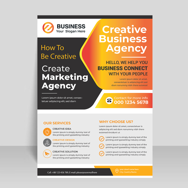 Black orange business flyer template - freepng