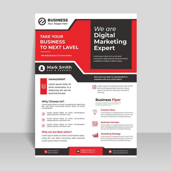 Red abstract creative business flyer - freepng