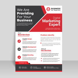 Flat red color flyer clean minimalist template