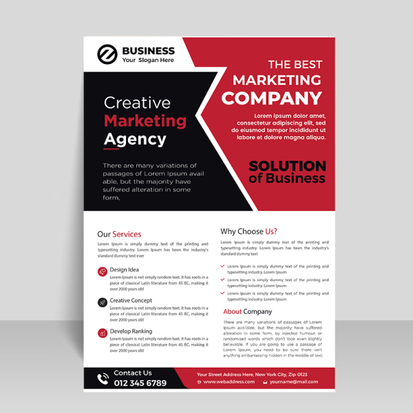 Red black business simple informational flyer template - freepng