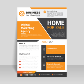 Black abstract yellow design flyer template