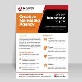 Orange black abstract flyer template