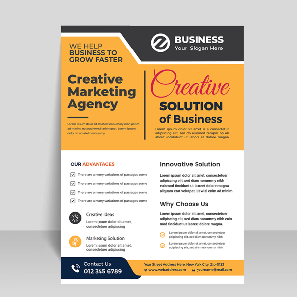 Yellow abstract simple flyer for corporate business - Free Png Images