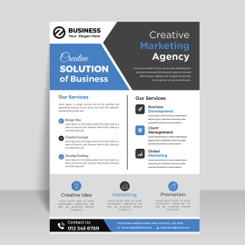 Abstract shapes blue grey flyer template