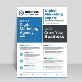 Blue black abstract flyer template