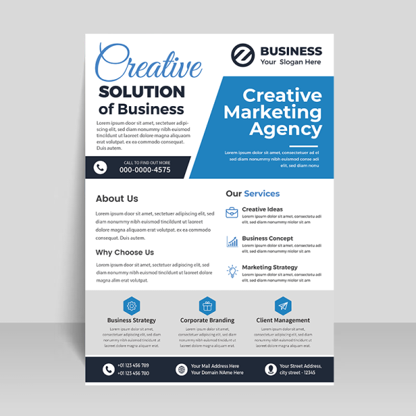 Blue abstract business flyer template - freepng