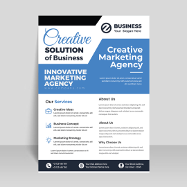 Blue black white flyer template design