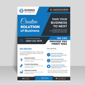 Corporate blue white business flyer