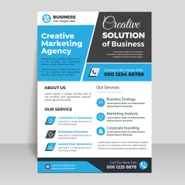 Creative marketing blue flyer for business