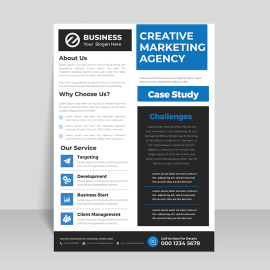 Corporate business blue simple flyer template