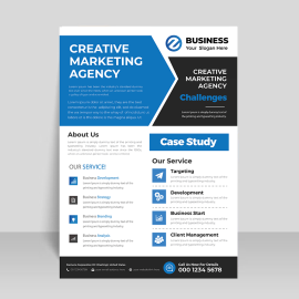 Blue color corporate business flyer template