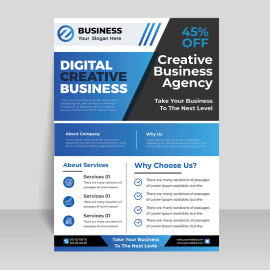 Corporate blue vector flyer template