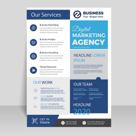 Blue grey corporate style flyer template