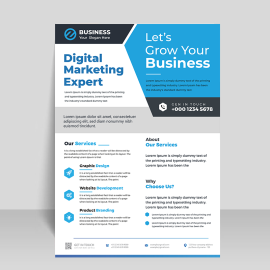 Blue free vector template flyer