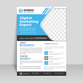 Ice blue professional flyer with photo