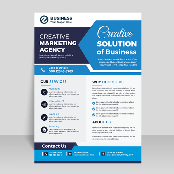 Blue color business flyer template - freepng