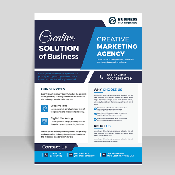 Blue modern business flyer vector - freepng