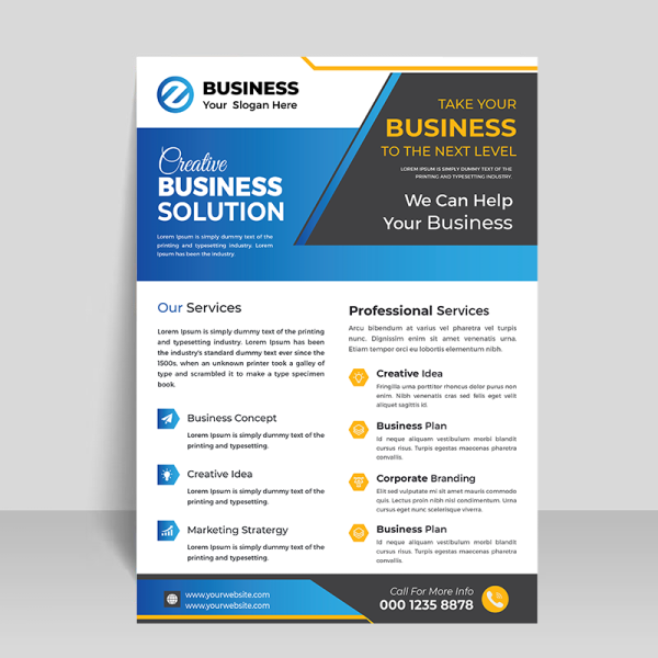 Flat design Blue color business flyer | vector file | EPS - freepng