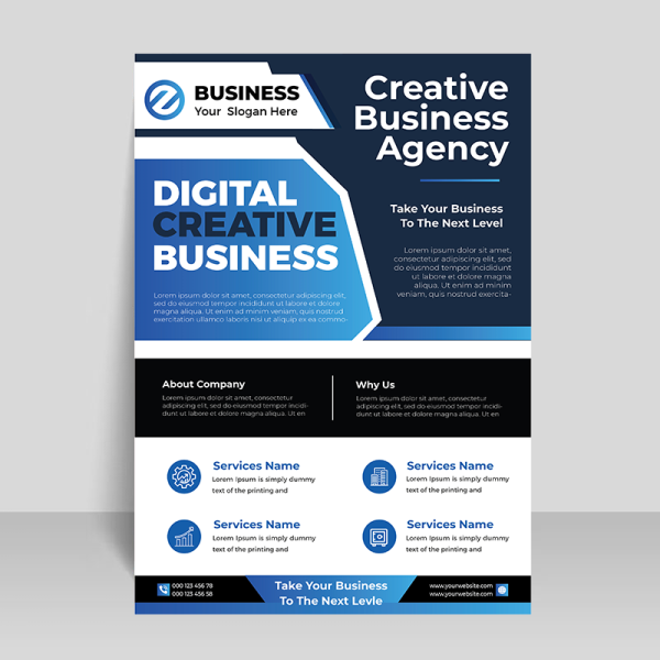 Blue digital print ready flyer template - freepng