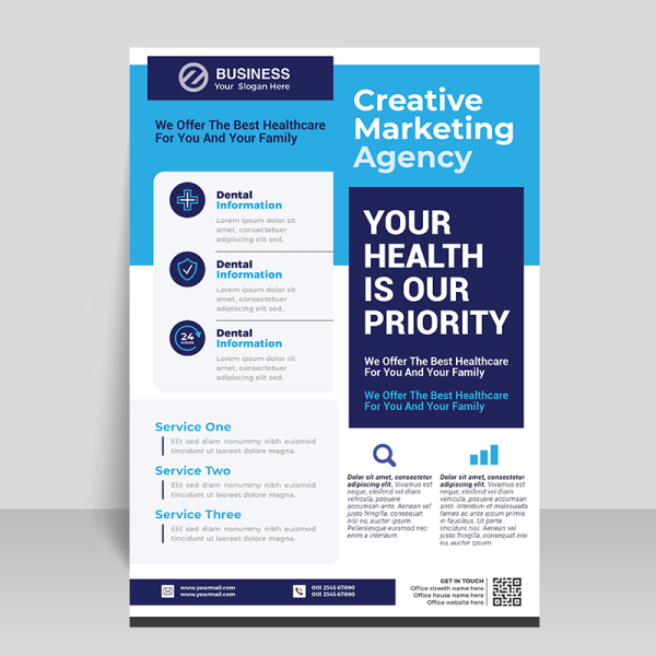 Blue corporate style ready to print digital flyer template - freepng