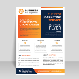 Black orange abstract corporate business flyer