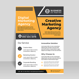 Blue yellow flat flyer for business