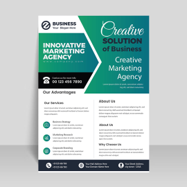 Teal green black white aesthetic flyer template