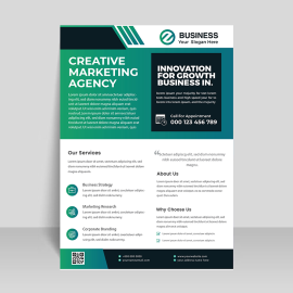 Teal green corporate business flyer template