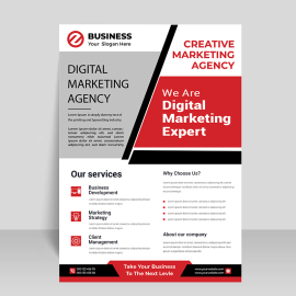 Grey red corporate colors print ready flyer template