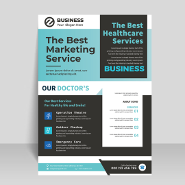 Teal Blue flyer template pastel color vector