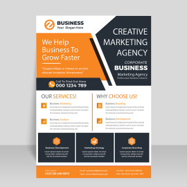 Orange black simple abstract flyer