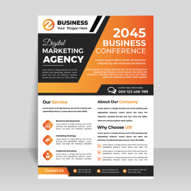 Orange black abstract premium flyer template