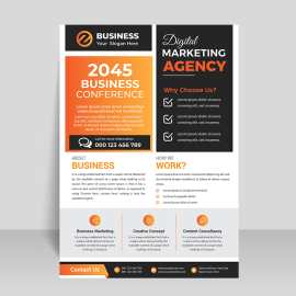 Black orange business flyer design vector for free