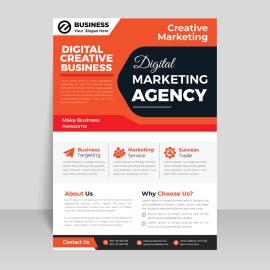 Orange black abstract free flyer design