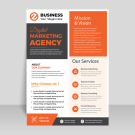 Orange black corporate style flyer template