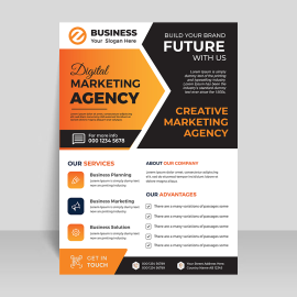 Abstract style orange black  flyer template