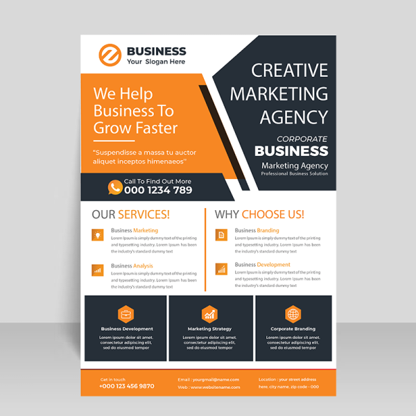 Orange black simple abstract flyer - freepng