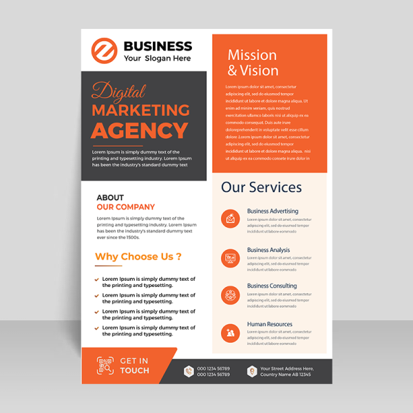 Orange black corporate style flyer template - freepng