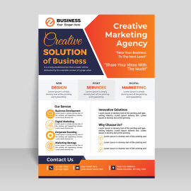 Blue orange creative business flyer template